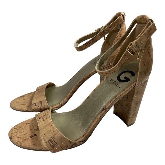 G By Guess Sandals Shantel3 Cork Chunky Heel Open Toe Women's 8.5M NWOB - Picture 2 of 11